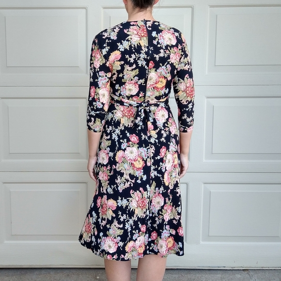 1990's does 1940's VINTAGE FLORAL DRESS xs s - Picture 8 of 12